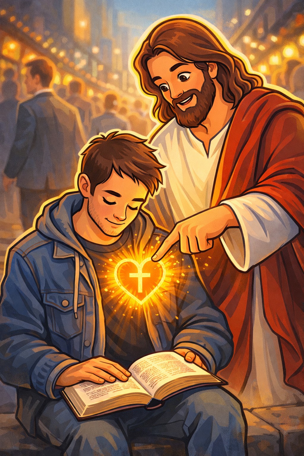 Open Bible and candle light